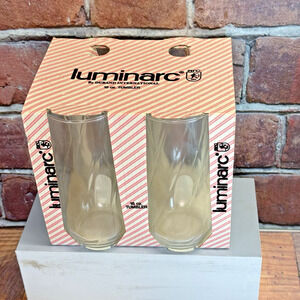 Set of 4 Luminarc Swirl Clear Glass Tumblers by‎ Durand 5.75” USA Vintage 16oz.